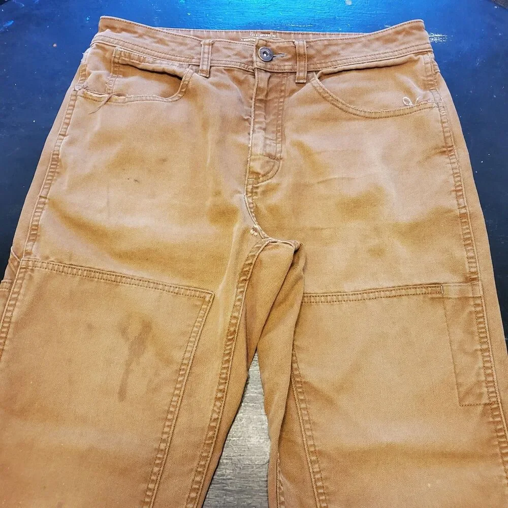 REI Co-op Trailsmith Pants Mens Brown Dbl Knee Canvas Hiking Workwear 32